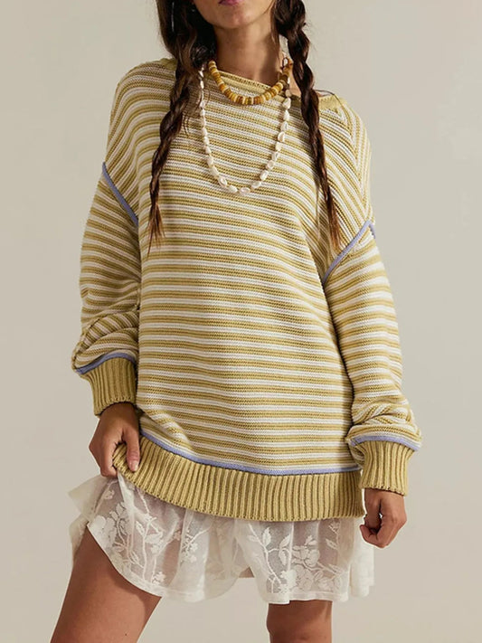 Slit Striped Oversized Sweater | Elegant Urban Tank Top – Machello
