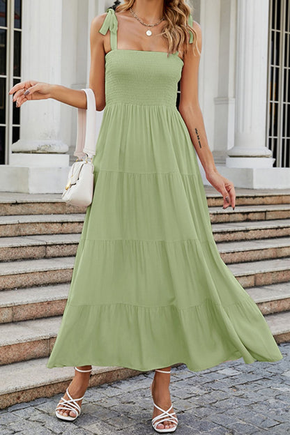 Smocked Tiered Maxi Dress | Elegant Urban Tank Top – Machello