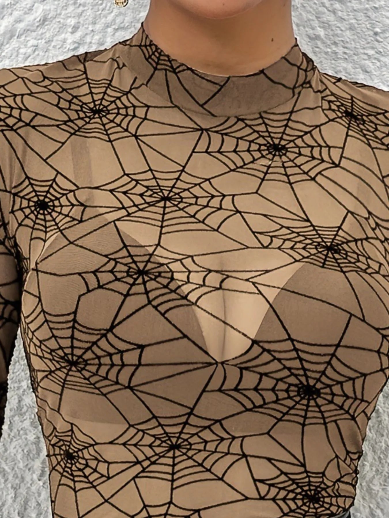 Spider Web Print Mesh Sheer Blouse | Elegant Urban Tank Top – Machello