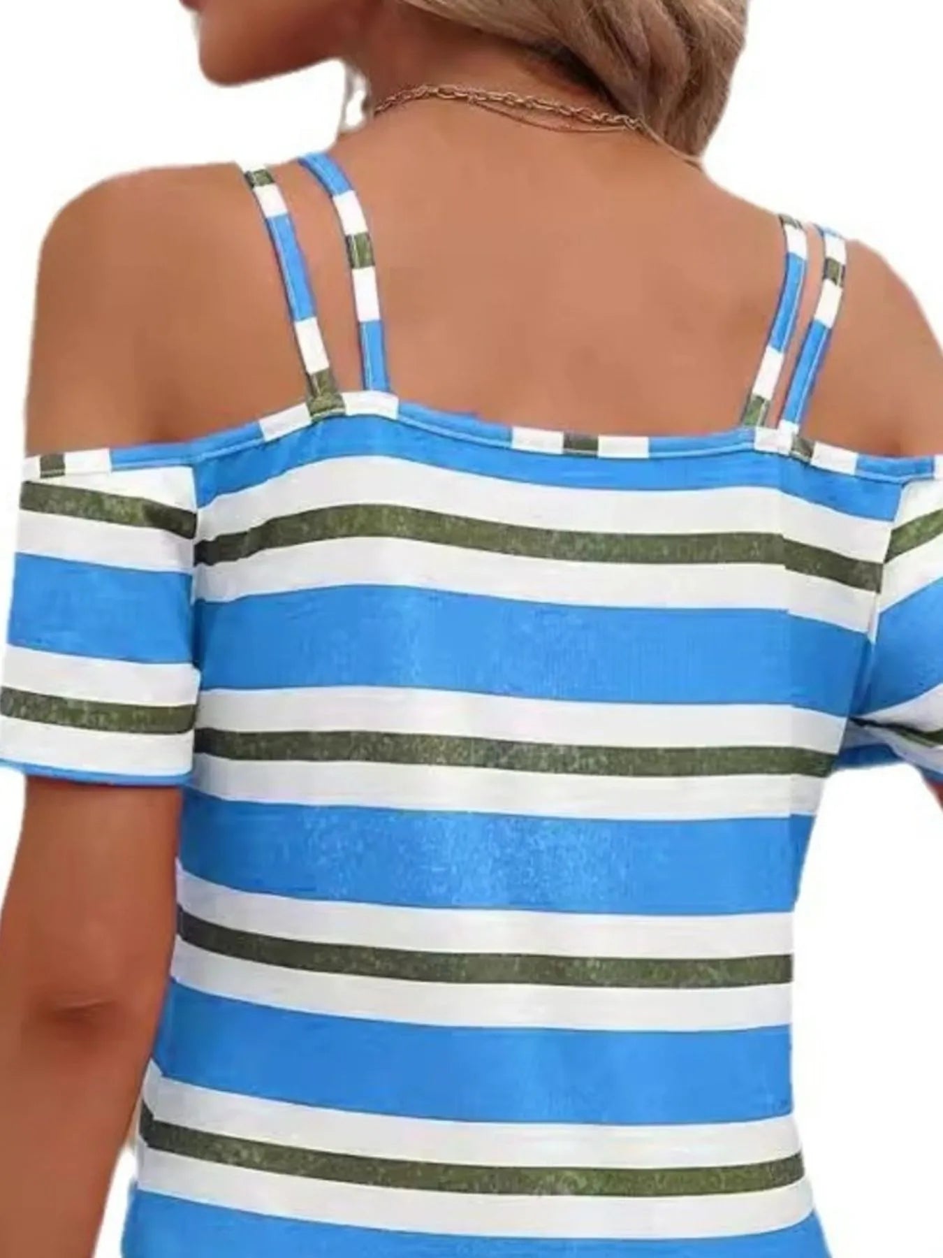 Striped Cold Shoulder T-Shirt | Elegant Urban Tank Top – Machello