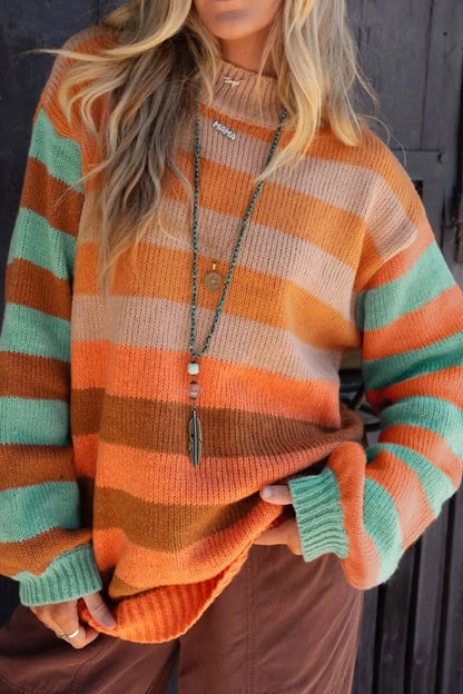 Striped Rainbow Long Sleeve Sweater | Elegant Urban Tank Top – Machello
