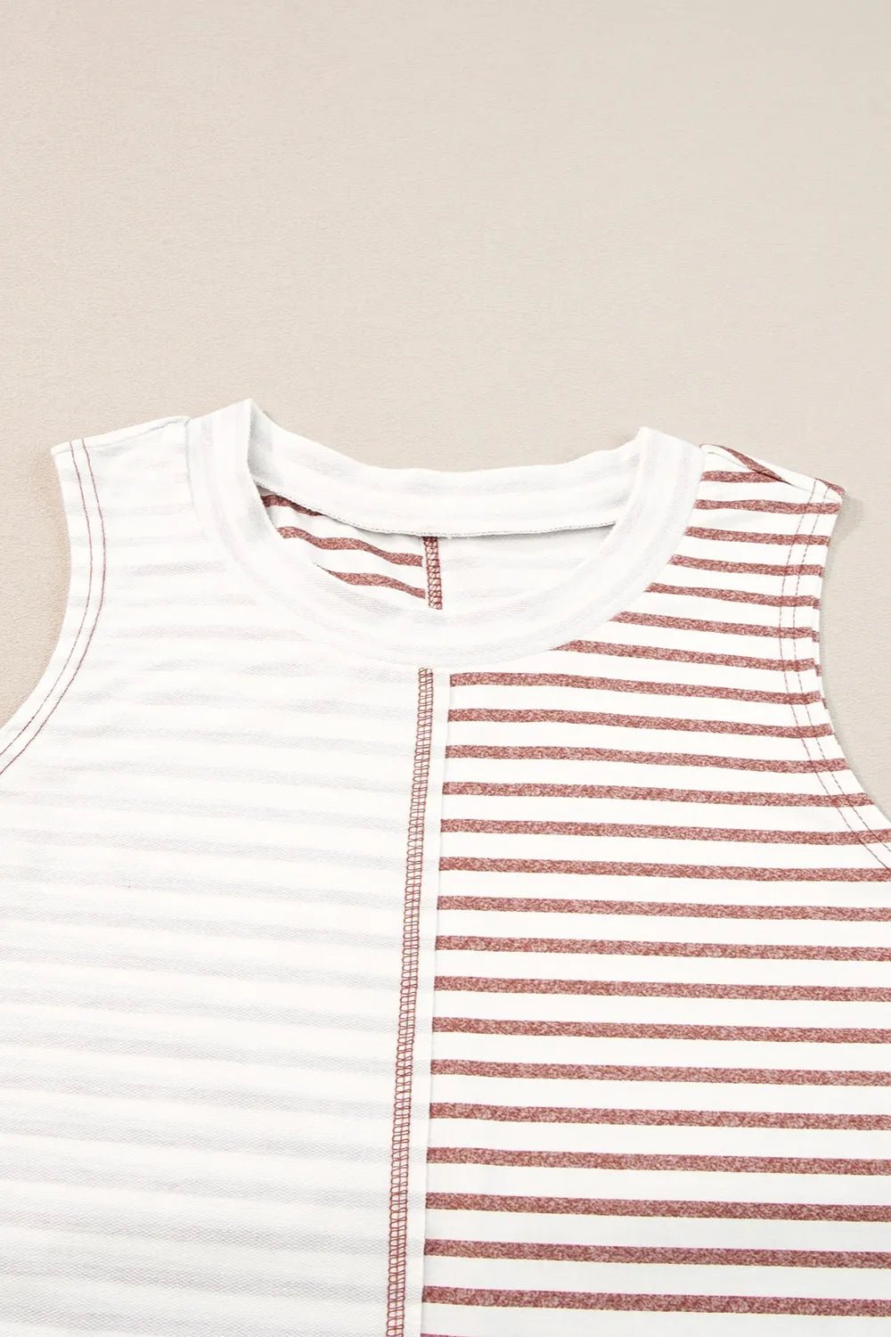 Striped Round Neck Sleeveless Tank | Elegant Urban Tank Top – Machello