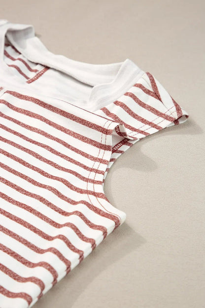 Striped Round Neck Sleeveless Tank | Elegant Urban Tank Top – Machello