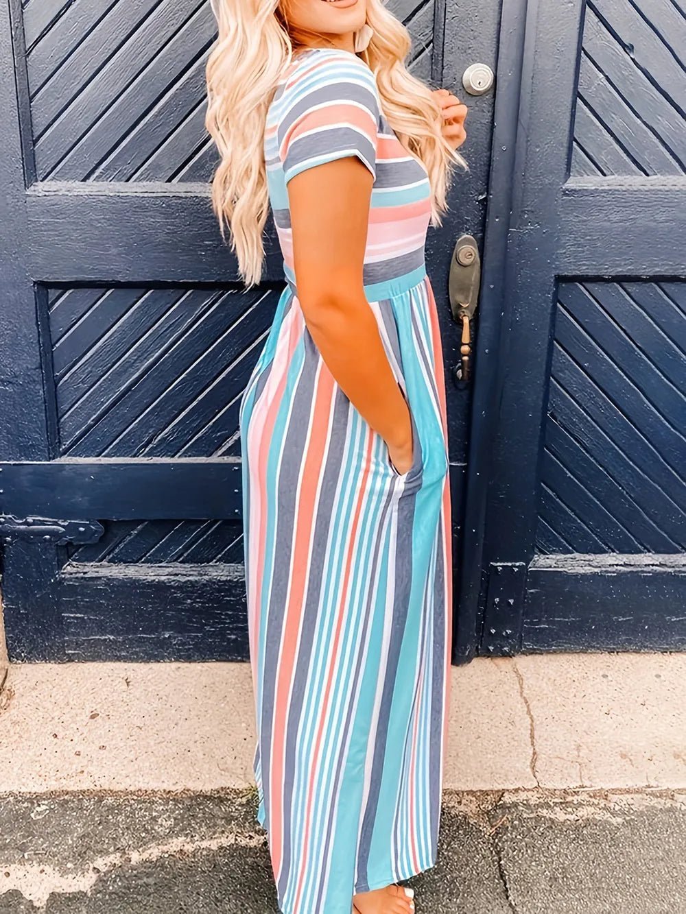 Striped Short Sleeve Dress | Elegant Urban Tank Top – Machello