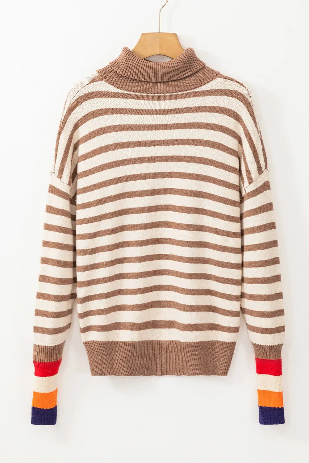 Striped Turtleneck Long Sleeve Sweater | Elegant Urban Tank Top – Machello