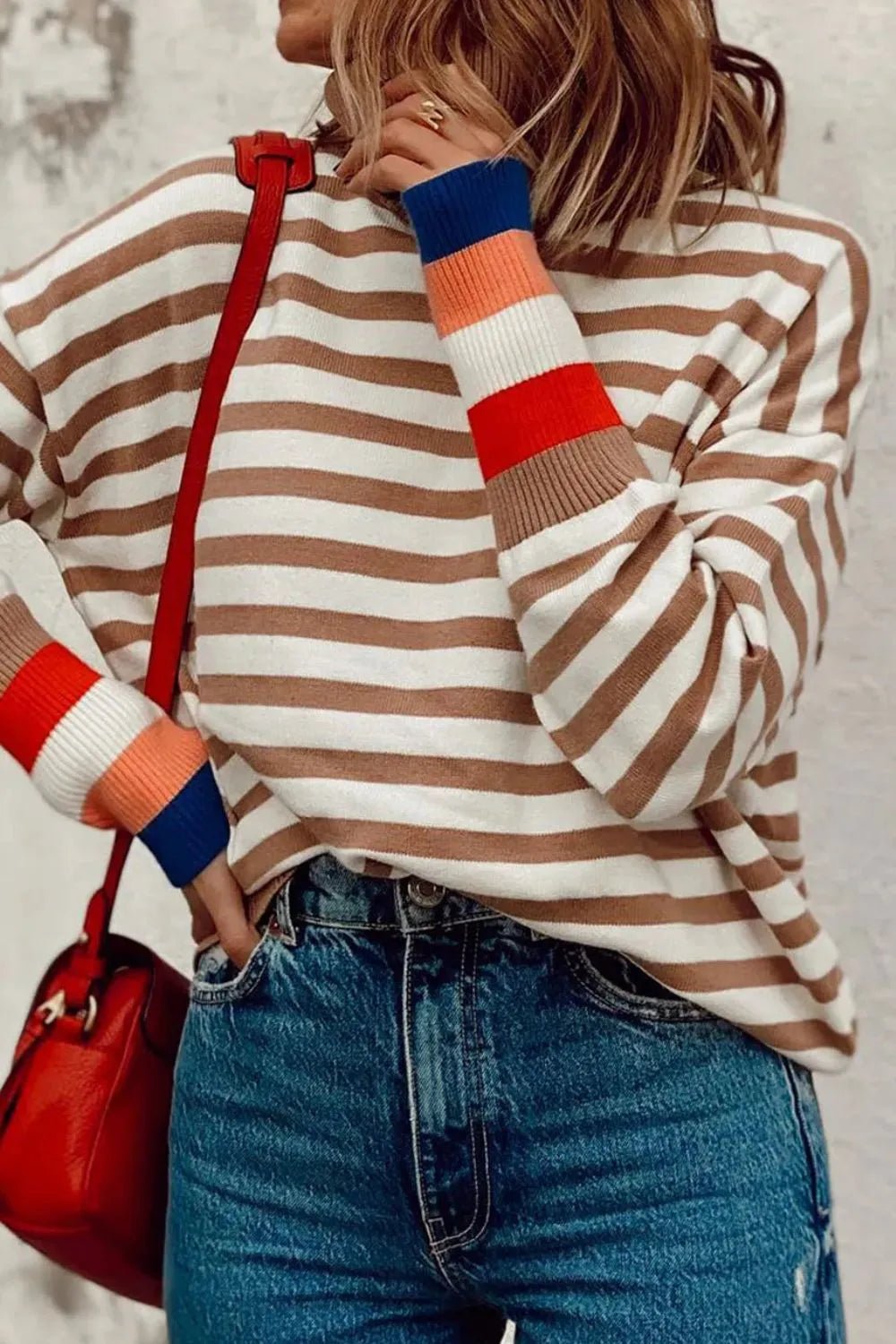 Striped Turtleneck Long Sleeve Sweater | Elegant Urban Tank Top – Machello