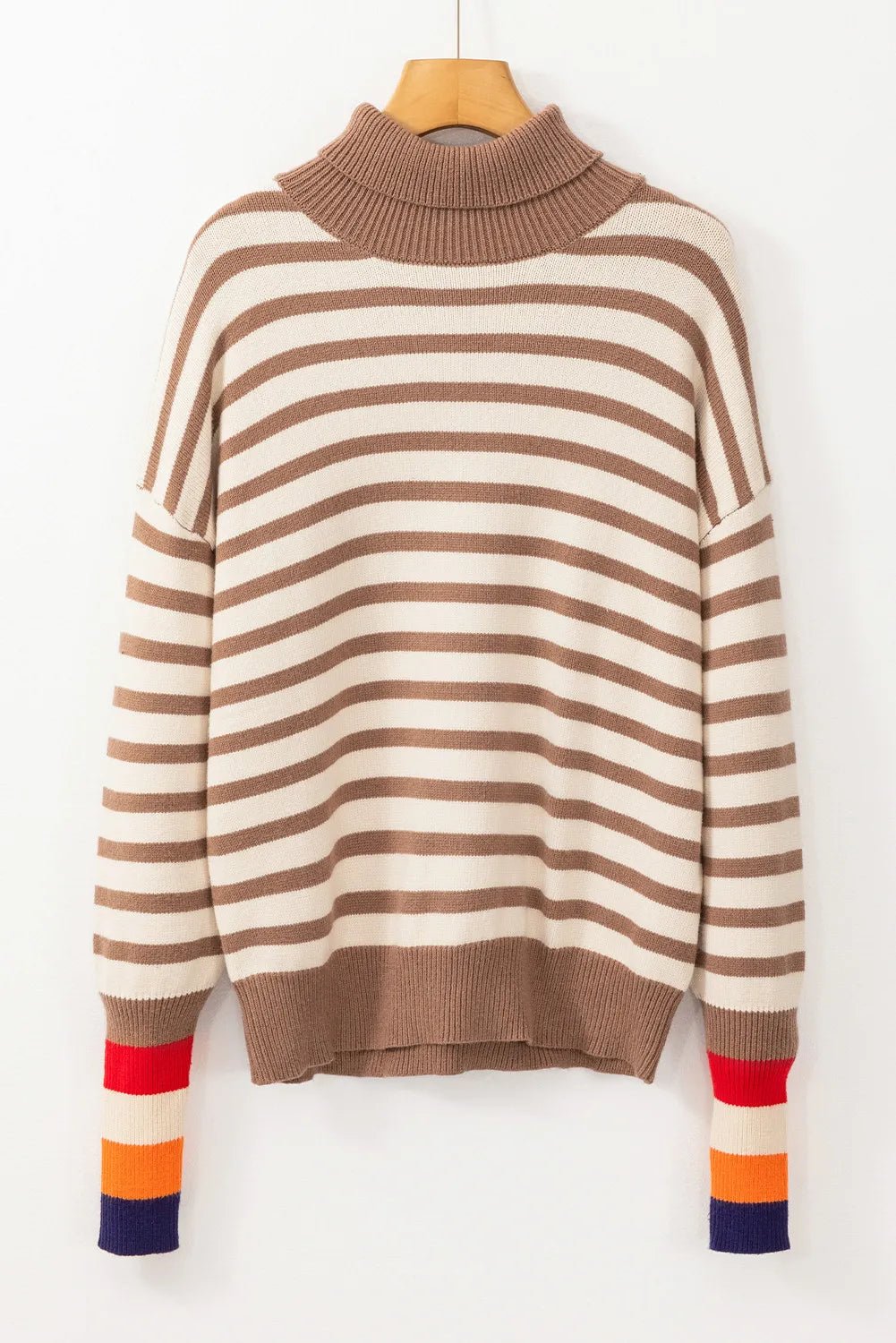 Striped Turtleneck Long Sleeve Sweater | Elegant Urban Tank Top – Machello