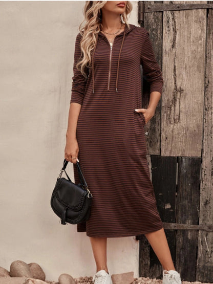 Striped Zip Hooded Dress | Elegant Urban Tank Top – Machello