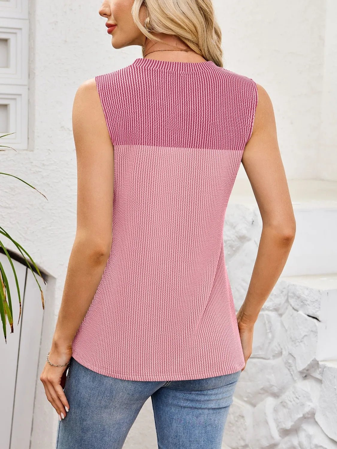Textured Round Neck Tank | Elegant Urban Tank Top – Machello
